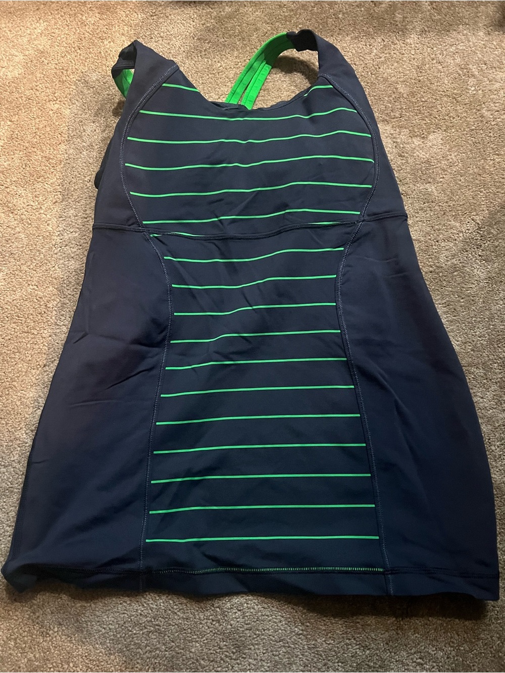 lululemon athletica Navy Blue Tank with Green Stripes